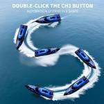 XDJXWJN 14 inch Big RC Boat Remote Control Boat for Kids and Adults, 25 KPH Fast RC Speed Boat with Two 1100mAh Batteries, Waterproof Toy Boats for Lakes Pools & River