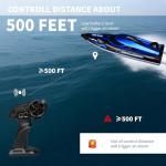 XDJXWJN 14 inch Big RC Boat Remote Control Boat for Kids and Adults, 25 KPH Fast RC Speed Boat with Two 1100mAh Batteries, Waterproof Toy Boats for Lakes Pools & River