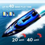 XDJXWJN 14 inch Big RC Boat Remote Control Boat for Kids and Adults, 25 KPH Fast RC Speed Boat with Two 1100mAh Batteries, Waterproof Toy Boats for Lakes Pools & River