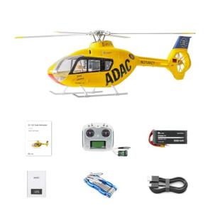 FLYWING EC135 RC Helicopter RTF EC 135 Scale Helicopter 6CH 470 Size rc Helicopters 4 Blades EC-135 Yellow 1:16 6CH Helicopters with New ACE Flight Controller