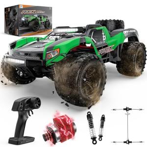 JM Racing 1:12 Fast RC Cars 40KPH 4WD Remote Control Desert Truck, All Terrain Off-Road Monster Truck W/Rechargeable Battery, Waterproof RTR Racing Car W/LED Lights & Spare Tire for Adults Boy & Kid