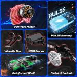 JM Racing 1:12 Fast RC Cars 40KPH 4WD Remote Control Desert Truck, All Terrain Off-Road Monster Truck W/Rechargeable Battery, Waterproof RTR Racing Car W/LED Lights & Spare Tire for Adults Boy & Kid