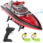 Cheerwing RC Boat, Remote Control Fireboat Firefighter for Kids, One-Key Water Spary, 2 Batteries for 40 Mins Run Time, 15KM/H High Speed Pool Toys for Boys Girls