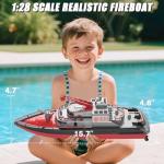 Cheerwing RC Boat, Remote Control Fireboat Firefighter for Kids, One-Key Water Spary, 2 Batteries for 40 Mins Run Time, 15KM/H High Speed Pool Toys for Boys Girls