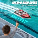 Cheerwing RC Boat, Remote Control Fireboat Firefighter for Kids, One-Key Water Spary, 2 Batteries for 40 Mins Run Time, 15KM/H High Speed Pool Toys for Boys Girls
