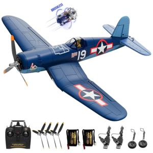 VOLANTEXR Brushless RC Plane 4 Channel - F4U Corsair 500mm RC Airplane with 3D Aerobatic & XPilot Stabilizer, 3 Flight Modes, 2.4G Remote Control Airplane RTF Fully Assembled 19in x16 inches
