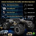 TENSSENX 1/16 All Terrain Fast RC Cars for Adults, 40KPH High Speed 4WD Electric Off-Road Remote Control Monster Truck, 2.4Ghz Waterproof Monster Truck with 2 Batteries for Boys & Kids