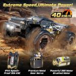 TENSSENX 1/16 All Terrain Fast RC Cars for Adults, 40KPH High Speed 4WD Electric Off-Road Remote Control Monster Truck, 2.4Ghz Waterproof Monster Truck with 2 Batteries for Boys & Kids