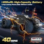 TENSSENX 1/16 All Terrain Fast RC Cars for Adults, 40KPH High Speed 4WD Electric Off-Road Remote Control Monster Truck, 2.4Ghz Waterproof Monster Truck with 2 Batteries for Boys & Kids