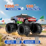 TOZDTO Remote Control Car, Amphibious Monster Truck Toys for Boys RC Cars, 2.4 GHz Waterproof RC Trucks, 1:18 4WD All Terrain Off-Road Pickup, Cool Christmas Birthday Ideas Gifts for Kids 6+ Year Old
