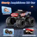 TOZDTO Remote Control Car, Amphibious Monster Truck Toys for Boys RC Cars, 2.4 GHz Waterproof RC Trucks, 1:18 4WD All Terrain Off-Road Pickup, Cool Christmas Birthday Ideas Gifts for Kids 6+ Year Old