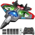 4DRC V32 Foam RC Planes with 4 Batteries, Remote Control Airplanes for Kids Adults 8-16, RC Airplane Drone Helicopter with Light, 360° Flip Fighter Jet Toys, Airplane Toy Gifts for Kids Adults