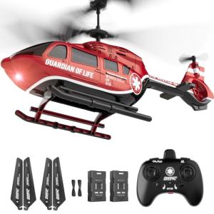 DEERC Remote Control Helicopter, Military Rescue RC Helicopter Toy with LED Lights, 2 Batteries, Altitude Hold & 2.4GHz Stable Control, Realistic Rescue Design, Ideal Gift for Kids and Adults