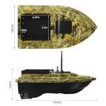 HEVMEVENI RC Fishing Bait Boat with 2 x 5200mAh Batteries & Carrying Bag, 1640FT Remote Range, 3.3LB Load Capacity, Speed Cruise, Night Lights – Remote Control Carp Bait Boat (Camo Green)