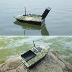HEVMEVENI RC Fishing Bait Boat with 2 x 5200mAh Batteries & Carrying Bag, 1640FT Remote Range, 3.3LB Load Capacity, Speed Cruise, Night Lights – Remote Control Carp Bait Boat (Camo Green)