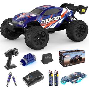 Jyscend 1/14 Brushless RC Cars Fast 50 mph,4WD Waterproof All Terrain Truck with 2 Lipo Batteries and 25W Fast Charger,4x4 Hobby MTR RC Truck with 3S Battery