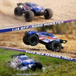 Jyscend 1/14 Brushless RC Cars Fast 50 mph,4WD Waterproof All Terrain Truck with 2 Lipo Batteries and 25W Fast Charger,4x4 Hobby MTR RC Truck with 3S Battery