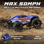 Jyscend 1/14 Brushless RC Cars Fast 50 mph,4WD Waterproof All Terrain Truck with 2 Lipo Batteries and 25W Fast Charger,4x4 Hobby MTR RC Truck with 3S Battery