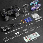 Jyscend 1/14 Brushless RC Cars Fast 50 mph,4WD Waterproof All Terrain Truck with 2 Lipo Batteries and 25W Fast Charger,4x4 Hobby MTR RC Truck with 3S Battery
