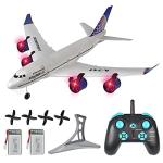 SSBHDM RC Plane Simulation A-747 Passenger Aircraft 2.4GHZ Rc Aircraft Glider, 360° Rollover Automatic Gyroscope Balance Airplane, 3-Channel Fixed-Wing RC Drone Toy with LED Searchlight