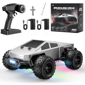 Winproper 1/16 Brushless Fast RC Cars for Adult, 35Mph High Speed Remote Control Car, Cyber RC Truck, 4x4 Monster Truck Toy, 2.4GHz Remote, All Terrain Off-Road Vehicle, Colorful LED Light, Kids Gift
