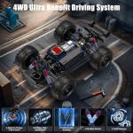 Winproper 1/16 Brushless Fast RC Cars for Adult, 35Mph High Speed Remote Control Car, Cyber RC Truck, 4x4 Monster Truck Toy, 2.4GHz Remote, All Terrain Off-Road Vehicle, Colorful LED Light, Kids Gift