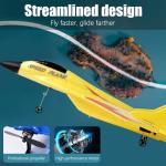 2026 New Remote Control Wireless Airplane, 2.4GHz RC Remote Control Fighter Model, Outdoor Foam RC Glider Aircraft Planes with Lights for Adults Beginners (530-Yellow)