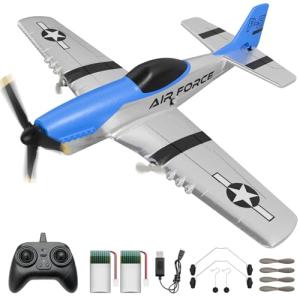 AIGIMU RC Airplane, 2.4GHz RC Plane for Kids Beginners Boys, 3CH Remote Control Airplane with 6-axis Gyro P51 Remote Control Plane