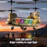 XIKOTEC Remote Control Helicopter, RC Helicopters with Altitude Hold, One Key take Off/Landing, LED Light, Low Battery Reminder, Military Transport Army Helicopter Toys for Kids and Military Fans