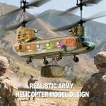 XIKOTEC Remote Control Helicopter, RC Helicopters with Altitude Hold, One Key take Off/Landing, LED Light, Low Battery Reminder, Military Transport Army Helicopter Toys for Kids and Military Fans