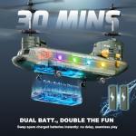 XIKOTEC Remote Control Helicopter, RC Helicopters with Altitude Hold, One Key take Off/Landing, LED Light, Low Battery Reminder, Military Transport Army Helicopter Toys for Kids and Military Fans