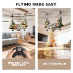 XIKOTEC Remote Control Helicopter, RC Helicopters with Altitude Hold, One Key take Off/Landing, LED Light, Low Battery Reminder, Military Transport Army Helicopter Toys for Kids and Military Fans