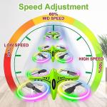 Dwi Dowellin Mini Drone for Kids Crash Proof LED Night Lights One Key Take Off Landing Flips RC Remote Control Small Flying Toys Drones for Beginners Boys and Girls Adults Nano Quadcopter, Green