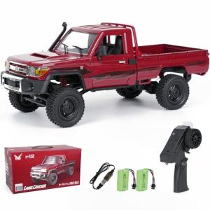 MN-82 RC Rock Crawler Car 1/12 Scale Toyota Pickup Truck , 2.4GHz 4WD Off-Road Remote Control Truck, 2-Speed Modes, 2×1200mAh Batteries, All-Terrain Crawler for Adults Kids Indoor Outdoor (whth Gift)