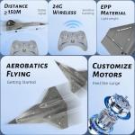 jaming SR72 RC Plane Concealed Culvert Remote Control Airplane 2.4G 4CH FX9672 Future Fighter Jet Dual Powerful Motors RTF RC Drone Aircraft Toys for Adults Kids Beginners Boys