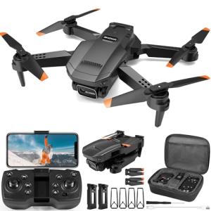 Drone with Camera for Adults - 1080P HD FPV Foldable Mini RC Quadcopter, 2 Batteries (Extended Flight Time), Gesture Control, 90° Adjustable Lens, Headless Mode, Altitude Hold, 3D Flip & Carrying Case