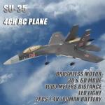 WANZRXX RC Airplane for Adult SU35 Jet 4CH Remote Control Plane RTF Tail Motor Aircraft 3D / 6G Stunt Function Fixed Wing Glider Brushless Motor Simulation Fighter Beginners 2 Batteries (Gray)