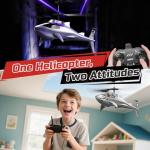 DEERC RC Helicopter for Kids, Remote Control Helicopter, Unique Design Shark Toy Helicopter with 26 Mins Flight (2 Batteries), LED Lights, Altitude Hold, Birthday Idea for Boys 8-12