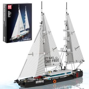 Mould King Modern Twin-Masted Sailboat Building Kits, Ocean Explorer Boat Model, House Decor for Teens to Play, Gift for 14+ Years Old and Adult 10194 (893 Pcs)