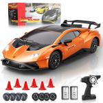 LUXOS RC Lamborghini Remote Control Car, 1:18 Scale Officially Licensed Lamboghini Toy Car, Cool RC Cars Toys for 4 5 6 7 8 9 10 11 12 Year Old Boys Kids Adults Gifts,15km/h Fast RC Drift Car (Orange)