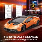 LUXOS RC Lamborghini Remote Control Car, 1:18 Scale Officially Licensed Lamboghini Toy Car, Cool RC Cars Toys for 4 5 6 7 8 9 10 11 12 Year Old Boys Kids Adults Gifts,15km/h Fast RC Drift Car (Orange)