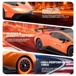 LUXOS RC Lamborghini Remote Control Car, 1:18 Scale Officially Licensed Lamboghini Toy Car, Cool RC Cars Toys for 4 5 6 7 8 9 10 11 12 Year Old Boys Kids Adults Gifts,15km/h Fast RC Drift Car (Orange)
