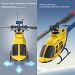 Ssccgym A60 206 Remote Controlled Helicopter Aircraft Plane 4CH RC Heli Aileronless 1/42 Scale 6-Axis Gyroscope Altitude Hovering Optical Flow Position 2Battery for Adults Beginners Yellow
