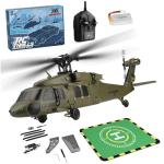 FunXylophy WL K170 Black Hawk RC Helicopter, 2.4G 4CH Flybarless 6-Axis Gyroscope Altitude Hovering RC Military Helicopter with Display Stand and Apron Takeoff Landing Pads (RTF Version)