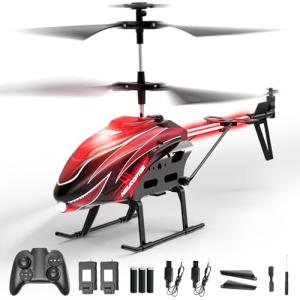 Dwi Dowellin RC Helicopter, Remote Control Helicopter Toy for Kids with 26 Mins Flight(2 Batteries),8 Light Modes,Easy Control for Boys Girls Age 8-12(Red)