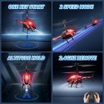 Dwi Dowellin RC Helicopter, Remote Control Helicopter Toy for Kids with 26 Mins Flight(2 Batteries),8 Light Modes,Easy Control for Boys Girls Age 8-12(Red)