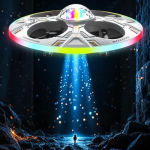 Mini UFO Drone for Kids – RC Plane Flying Airplane Toy Remote Control Helicopter with LED Lights, Auto Hover, 2 Batteries(14 Min Flight)