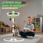 Mini UFO Drone for Kids – RC Plane Flying Airplane Toy Remote Control Helicopter with LED Lights, Auto Hover, 2 Batteries(14 Min Flight)