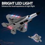 RCkuler RC Planes, 4 Channel F22 Raptor Remote Control Airplane with LED Light, 6-Axis Gyro, 3 Flight Modes, One-Key Aerobatic, Wingspan 500mm Fuselage 360mm, RTF Suitable for Outdoors and Gifts