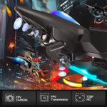 BEZGAR Brushless RC Plane with Camera | 2.4GHZ Remote Control Airplane, 6-axis Gyro Drones for Kids, RC Helicopter, 360°Flip Jet Fighter for Beginners with LED Navigation Lights